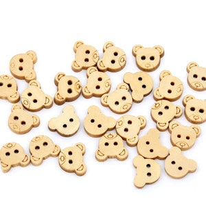 Cute Teddy bear buttons, Small wooden buttons, Shirt and sweater buttons, Doll clothes buttons,13mm, 1/2" inch, Sets of  10, 20 or 50