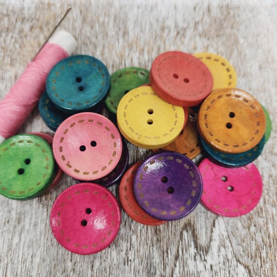 Mandala Crafts Large Multi Color Buttons for Crafts - Multi Color Plastic Buttons for Sewing Buttons Replacement - 90 Resin Buttons Assorted 1 inch
