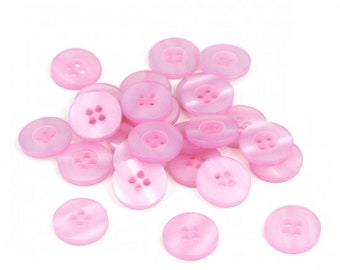 Pink resin buttons, Cute children buttons, Buttons for baby sweaters,  Round 15mm, 5/8", 4 holes, Flat back, Sets of 10