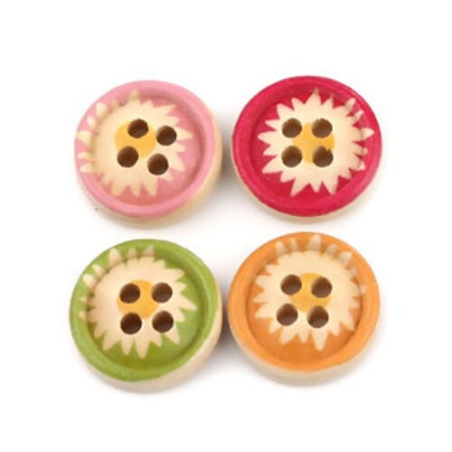 Baby Sweater Buttons Wooden Button Painted Rim Cute Etsy