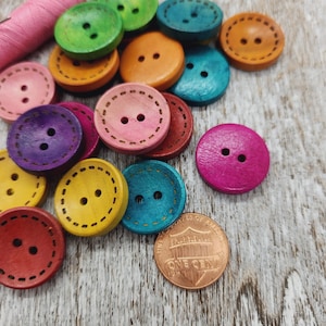 Colorful wooden buttons, Coat Wood buttons, Sewing, Round, 20mm, 2cm, 3/4, 2 holes, Sets of 10, 20 or 50 image 6