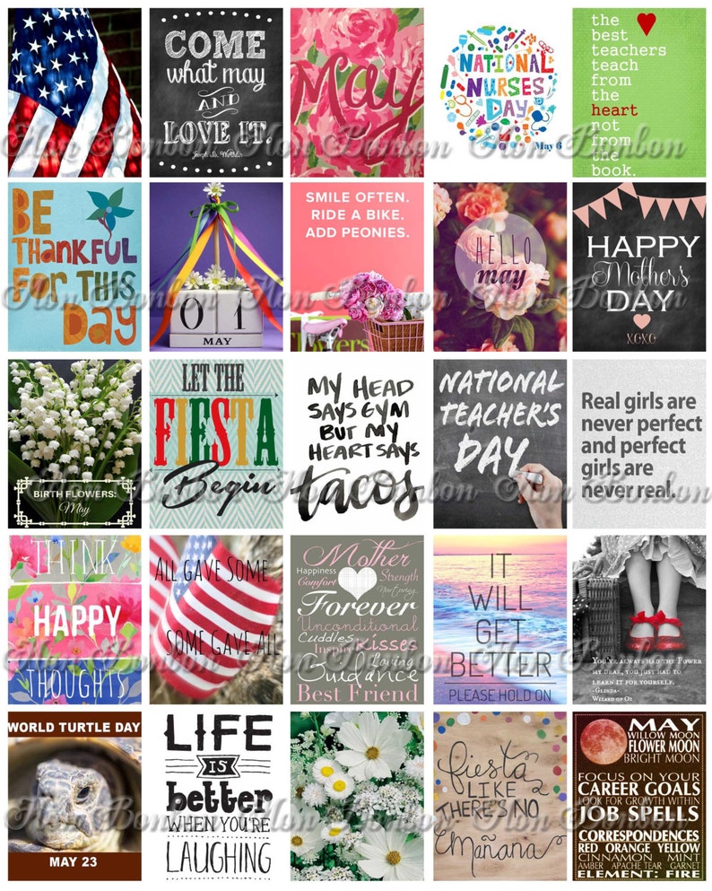 Month of May Life Planner Stickers - May Printable Sticker Sheet - Print at Home - fits Erin Condren Life Planner- Download image 1