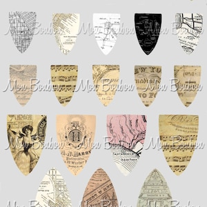 Schild Lünette digitale Collage Blatt von Karten, Musikblätter, Vintage Foto Rücken, etc - INSTANT DOWNLOAD
