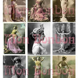 Mata Hari Digital Collage Ephemera Sheet - DIY Printable - INSTANT DOWNLOAD