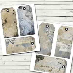 Vintage Shabby Ephemera Journal Tags - Printable Tags - Embellishment Vintage Printable Junk Journal Tags - Vintage Background Old Paper Art