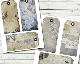 Vintage Shabby Ephemera Journal Tags - Printable Tags - Embellishment Vintage Printable Junk Journal Tags - Vintage Background Old Paper Art