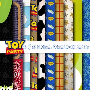 Toy Story Inspired 12x12 Digital Paper Backgrounds for Digital Scrapbooking, Party Supplies - INSTANT DOWNLOAD