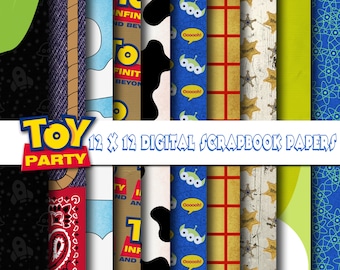 Toy Story inspiró fondos de papel digital 12x12 para scrapbooking digital, suministros para fiestas - DESCARGA INSTANTÁNEA