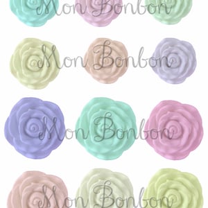 Digital Embellishment Pastel Flower Buttons Clip Art- Digital Scrapbooking Supplies - PNG - INSTANT DOWNLOAD