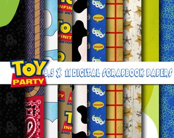 Toy Story Inspired  8.5x11 Digital Paper Backgrounds for Digital Scrapbooking, Party Supplies, etc -INSTANT DOWNLOAD -