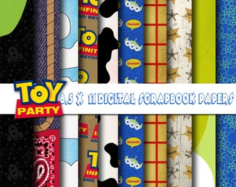 Toy Story ispirato sfondi di carta digitale 8.5x11 per Scrapbooking digitale, forniture per feste, ecc - DOWNLOAD immediato -