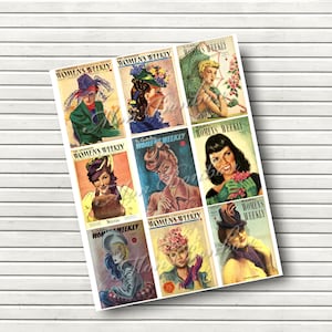 Vintage Womens Magazine Covers for Pocket Letters, Junk Journals, ATCs, tags, etc. - Instant Download - Old Magazine Covers - DIY