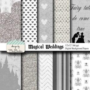 Magic Wedding Theme 12x12 Digital Paper Backgrounds for Digital Scrapbooking -INSTANT DOWNLOAD -