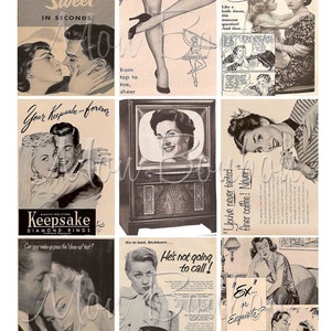 Folha de colagem digital de imagens publicitárias retrô vintage nº 3 - DIY You Print - DOWNLOAD INSTANTÂNEO