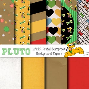 Pluto Themed 12x12 Digital Scrapbook Paper Backgrounds -INSTANT DOWNLOAD -