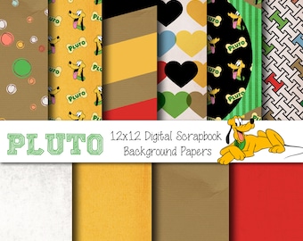 Pluto Themed 12x12 Digital Scrapbook Paper Backgrounds -INSTANT DOWNLOAD -