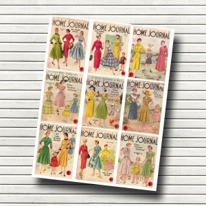 Vintage Home Journal Covers for Pocket Letters, Junk Journals, ATCs, tags, etc. - Instant Download - Sewing Pattern Magazine Covers - DIY
