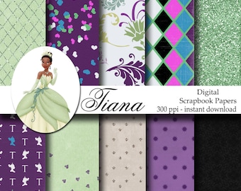 Princess and the Frog Digital Scrapbook Background Papers - 12x12 - Tiana Party - INSTANT DOWNLOAD