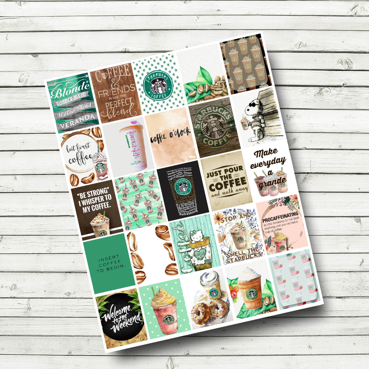 Starbucks Themed Planner Printables DIY Print at Home Etsy Canada