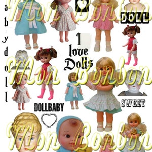 Vintage Retro Dolls Digital Collage Sheet  - DIY Printable - INSTANT DOWNLOAD