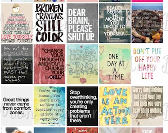 Anxiété Motivational Quotes Sticker Sheet Imprimable - Printable Quote Sheet for Life Planner - convient à Erin Condren Life Planner - Instant DL