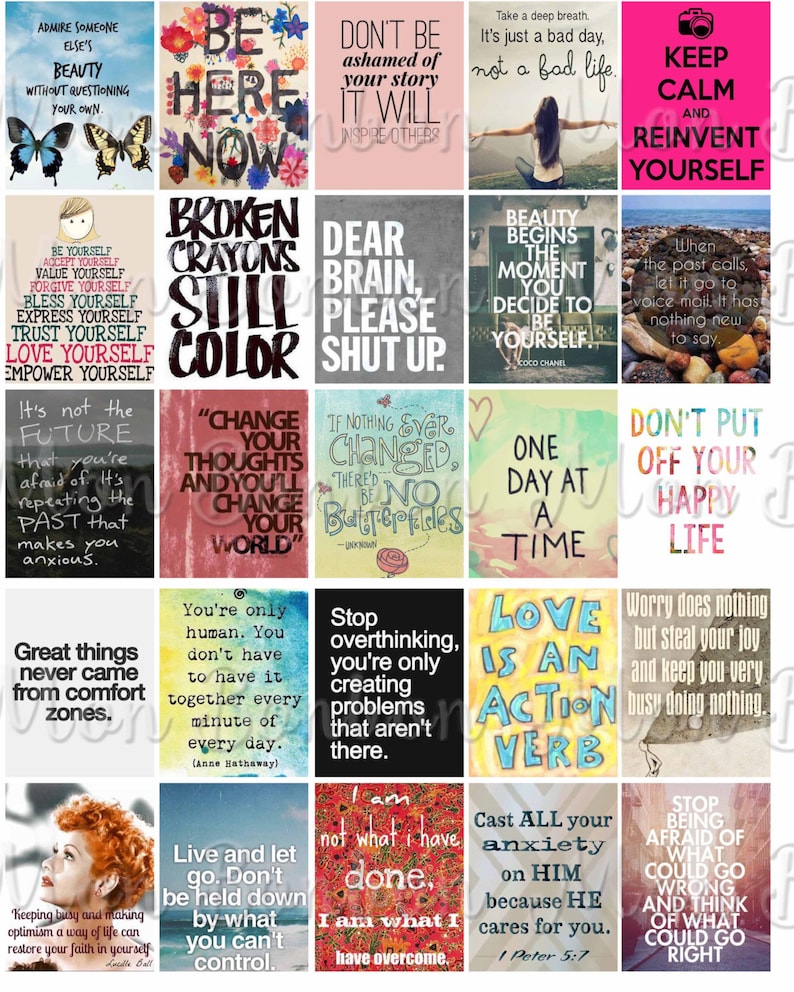 Anxiety Motivational Quotes Sticker Sheet Printable Printable Quote Sheet for Life Planner fits Erin Condren Life Planner Instant DL image 1