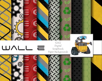 Wall E Inspired 12x12 Digital Scrapbook Paper Backgrounds -INSTANT DOWNLOAD - PU and S4H