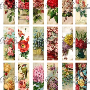 Victorian Floral Microscope Slides Collage Sheet - Mixed Media Supplies - DIY Printable - INSTANT DOWNLOAD