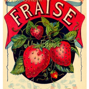 Digital Download of Large 8x10 Vintage French Fraise Label - You Print - Instant Download