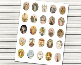 Jesus 30x40mm Ovals Digital Clipart Sheet  - Vintage Prayer Cards - Vintage Religious Clipart - Vintage Jesus Resurrection  INSTANT DOWNLOAD