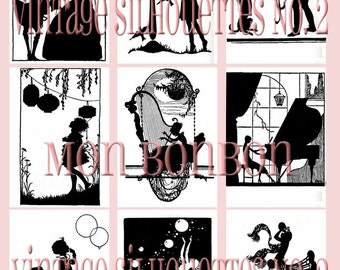 Vintage Victorian Silhouettes No. 2 Digital Collage Sheet - INSTANT DOWNLOAD