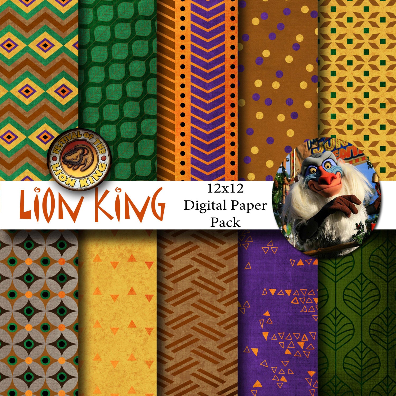 Lion King Inspired 12x12 Digital Paper Backgrounds for Digital - Etsy
