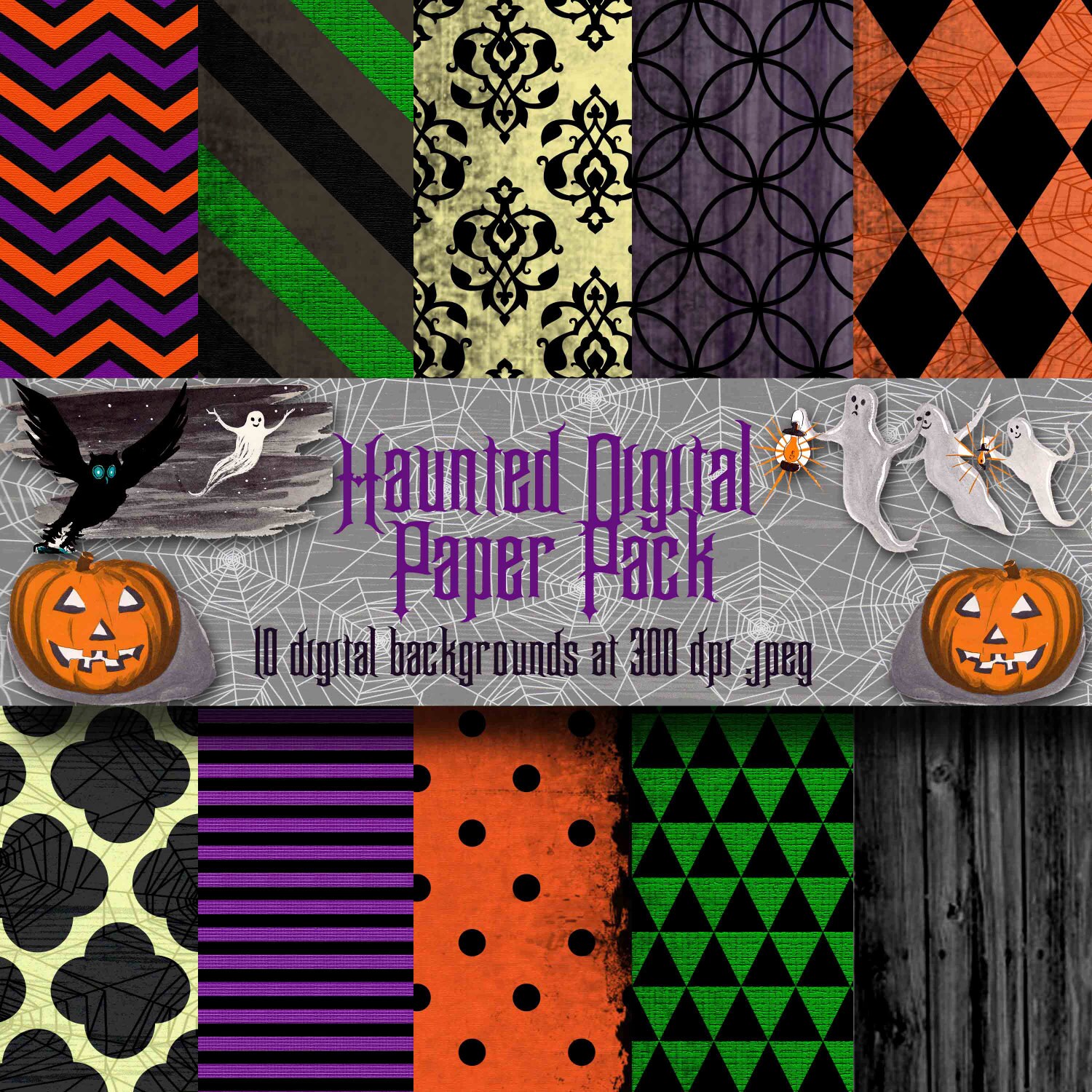 Halloween Digital Paper Backgrounds Pack 12x12 INSTANT | Etsy