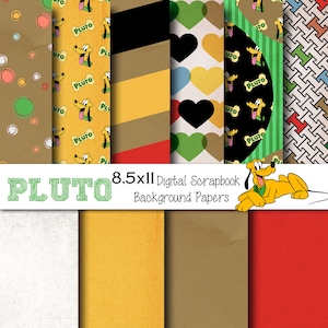 Pluto Themed 8.5x11 A4 Digital Scrapbook Paper Backgrounds -INSTANT DOWNLOAD -