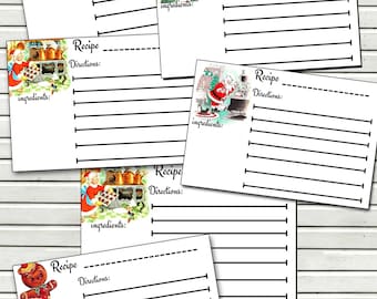 Mid Century Christmas Recipe Cards - Cooking Journal - Cute Retro Christmas Recipe Cards - Cooking Recipe Cards - 4x6 inch - Print At Home