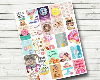 Donuts Planner Printable Sheet - DIY Print at Home Planner Stickers,  Doughnuts, Sprinkles, Fits Erin Condren Life Planner, Filofax, Sticker
