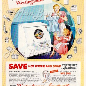 Digital Download di Westinghouse Laundromat rivista Ad di grandi dimensioni 8 x 10 Vintage retrò 50 ' - si stampa - servizio lavanderia camera decorazione - DOWNLOAD immediato