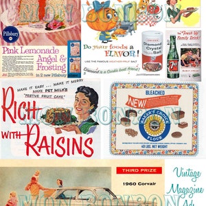 Vintage Retro Magazine Foods Ads No.4 Ephemera Digital Collage Sheet - DIY Printable - INSTANT DOWNLOAD