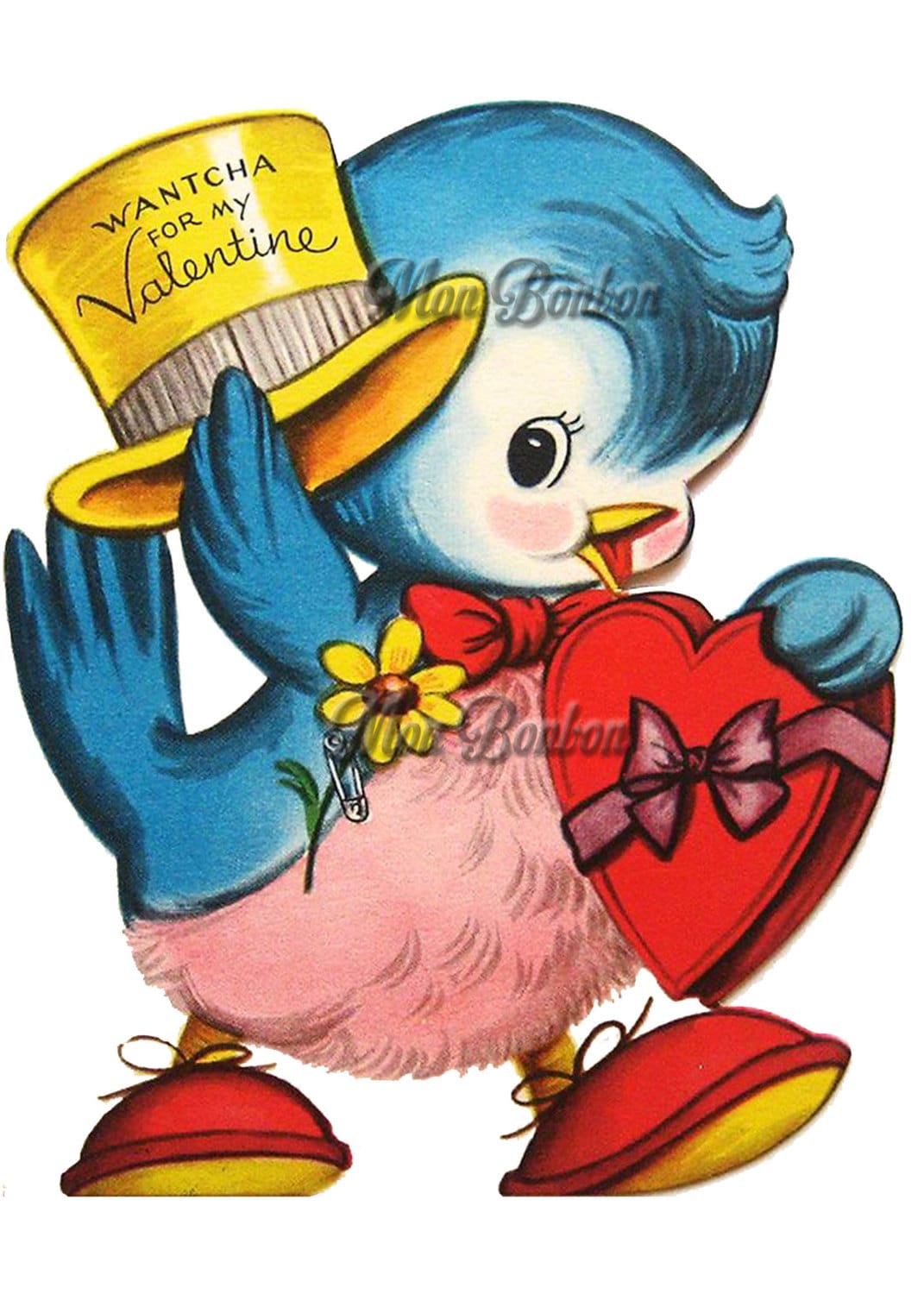 vintage blauer vogel valentine clip art bild - png und jpg bild