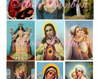 Vintage Religous Ephemera Collage Sheet feat. Jesus, Madonna, Mary, Sacred Heart - INSTANT DOWNLOAD