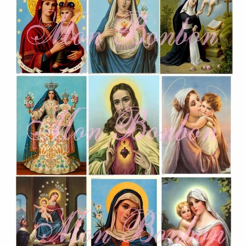 Vintage Religous Ephemera Collage Sheet Feat. Jesus Madonna - Etsy