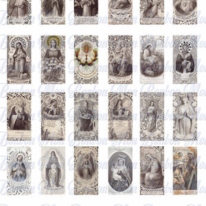 Vintage Religious Prayer Card Images - 1x2 inch - Soldered Jewelry Supply - INSTANT DOWNLOAD
