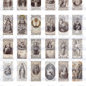 Immagini di biglietti di preghiera religiosi d'epoca - 1 x 2 pollici - Fornitura di gioielli saldati - DOWNLOAD IMMEDIATO