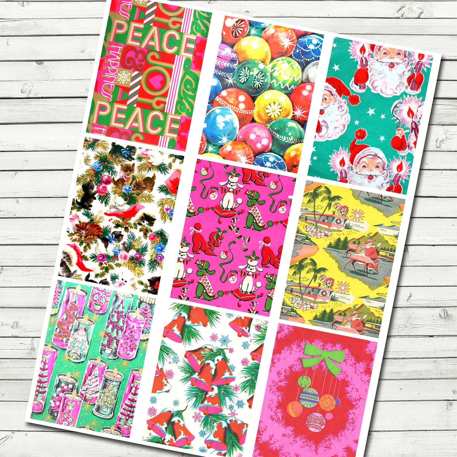 Vintage Christmas Wrapping Paper ATC and Pocket Letter Backgrounds ...