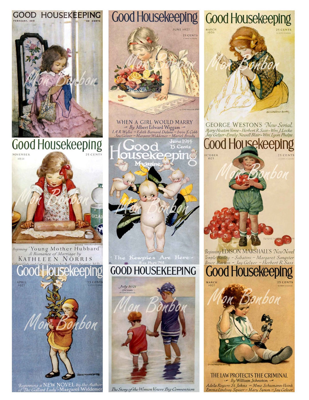Vintage Good Housekeeping Magazine Covers Collage Sheet DIY Printable