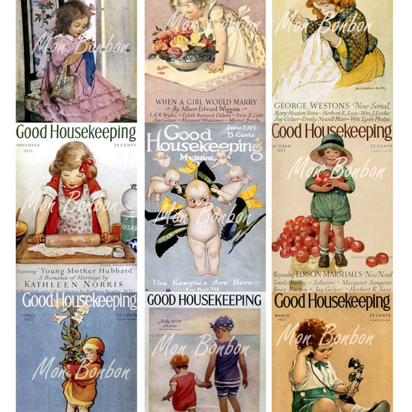 Vintage Good Housekeeping Magazine Covers Collage Sheet - DIY printable - INSTANT DOWNLOAD