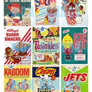 Vintage Retro Food Boxes Ads Packages Digital Collage Sheet - Great for Pocket Letters too - INSTANT DOWNLOAD