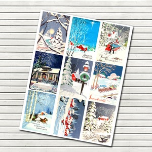 Winter Wonderland Christmas Clipart - Christmas Clipart - Junk Journal , Christmas Ephemera - Digital Collage Sheet - vintage Christmas