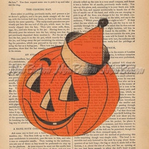 Vintage Halloween Pumpkin Encyclopedia Digital Collage Art Print - DIY You Print - Jack 0 Lantern - INSTANT DOWNLOAD