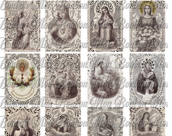 Vintage Religious Prayer Card Images - 2.5x1.7 inch - Soldered Jewelry Supply - INSTANT DOWNLOAD